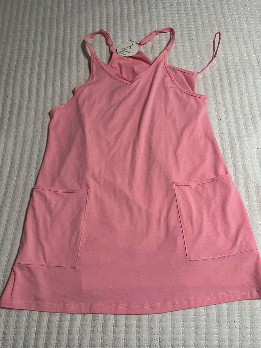 Pink Sleeveless Tank Top with Front Pockets